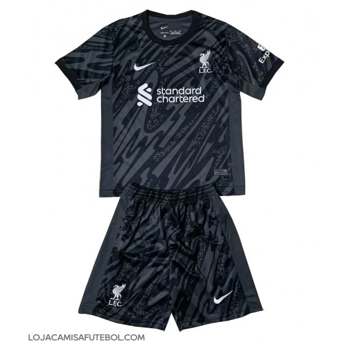 Camisa de Futebol Liverpool Goleiro Equipamento Principal Infantil 2024-25 Manga Curta (+ Calças curtas)